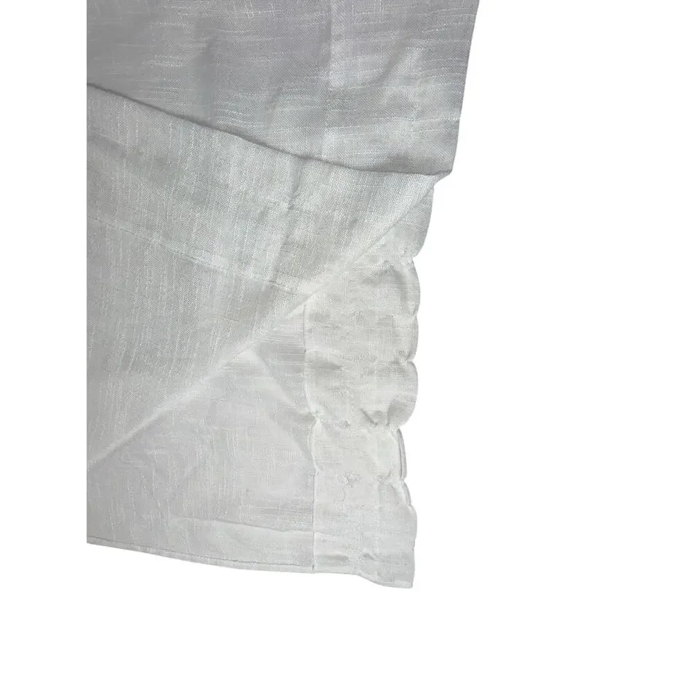Set of 4 Vintage Linen Look Curtains Drapes Panels Solid White 38 Short